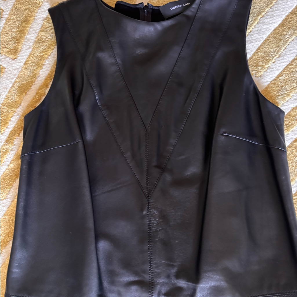 Derek Lam Black Lambskin Leather And Knit W/ A Drop Waist Sexy Streetwear